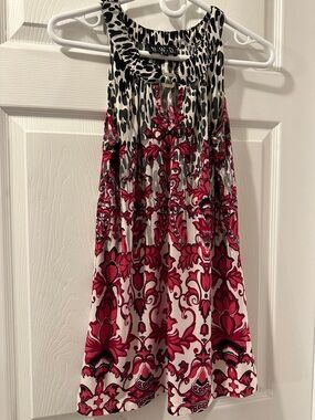 Pink & Black Sleeveless Printed Blouse Sz Small